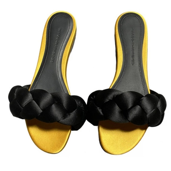 Marco de Vincenzo Yellow and Black Slides Sandals sz 6 - Picture 1 of 5